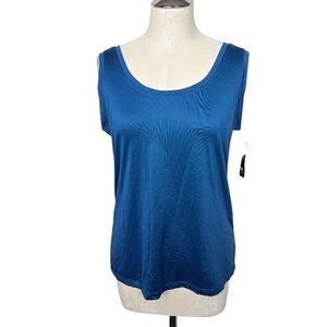 NWT New Directions Everland Teal Blue Scoop Neck Tank Top L